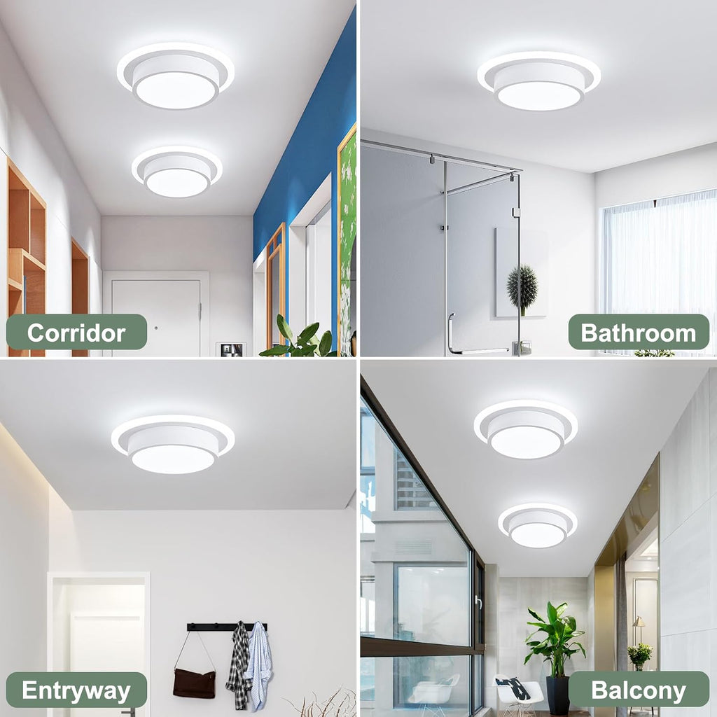Modern LED Ceiling Light Fixtures, Small Flush Mount Light Fixture, Hallway Light Fixtures 32W 6000K, Round Kitchen