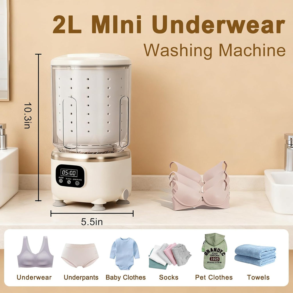 Underwear Washing Machine,Portable Washer & Spin Dryer Combo,Mini Washing Rechargeable Cordless Washing Deep Cleans
