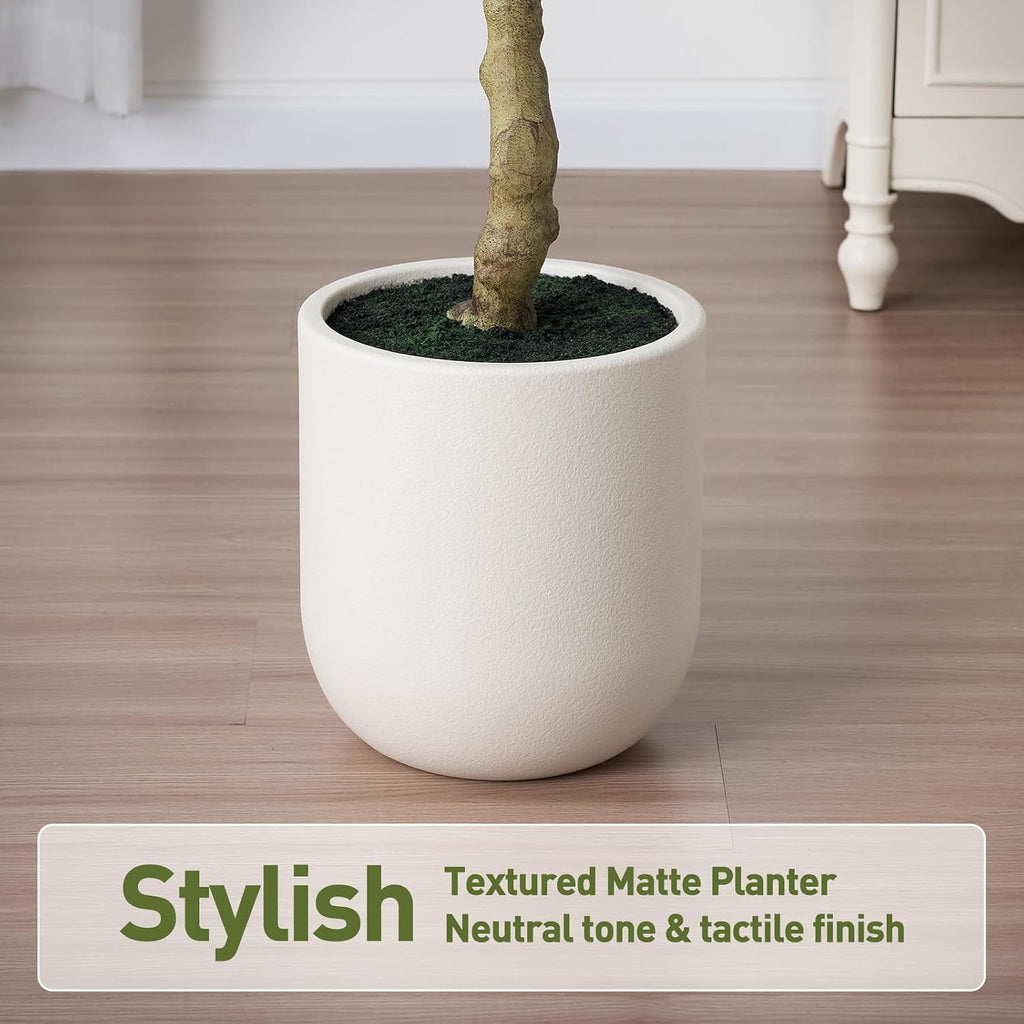 8FT Artificial Ficus Tree Indoor, Large Potted Faux Tree with Silk Leaves