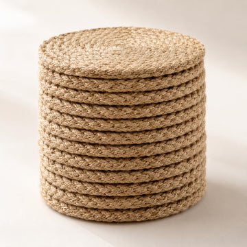 Jute Coasters Set of 12 4 Inch Round Absorbent Drink Mats