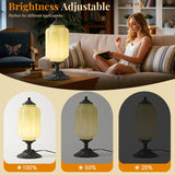 Milk Glass Table Lamp, Touch Control with USB Charging Port Vintage Bedside Desk Lamp Stepless Dimming Living Room
