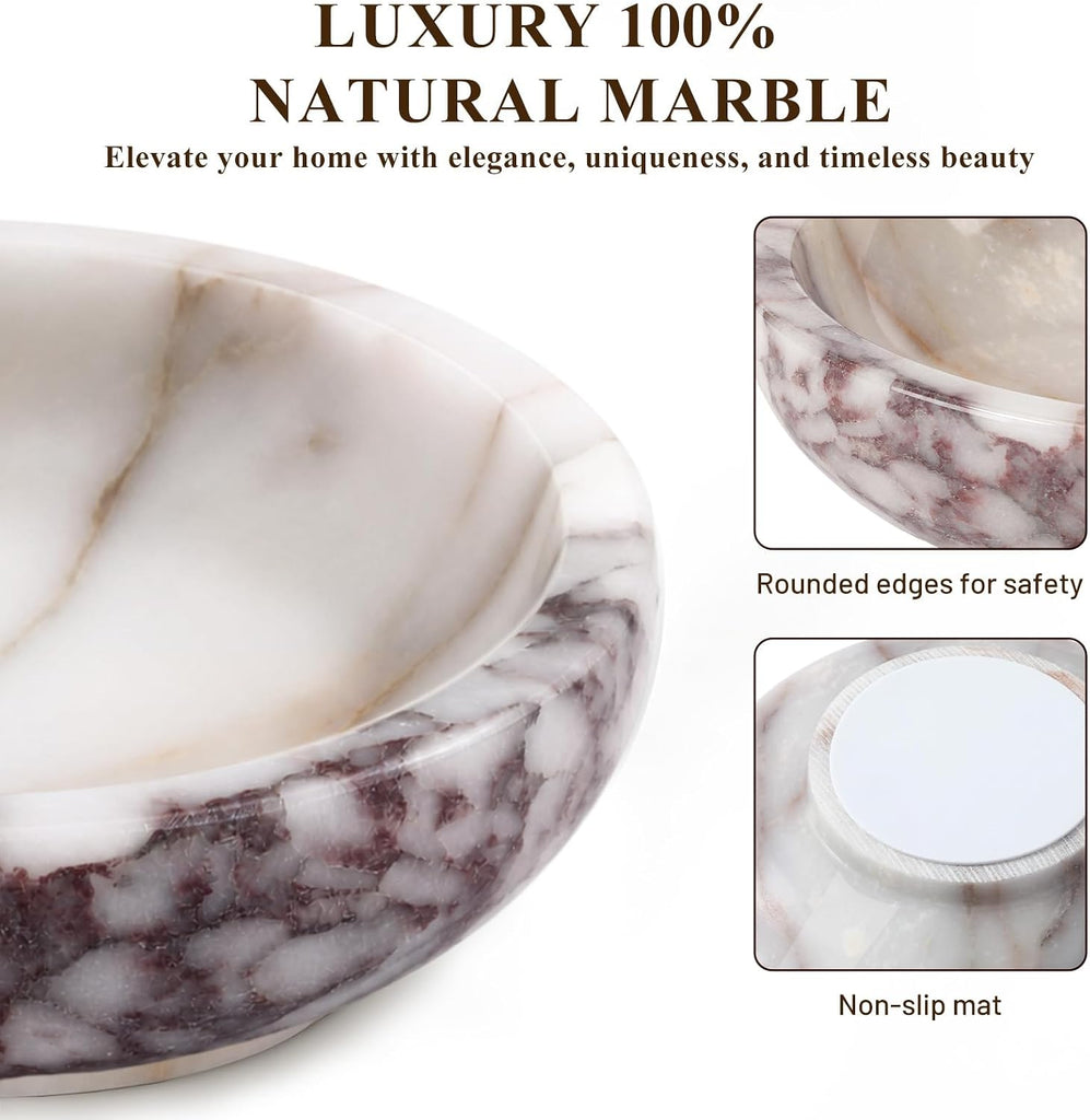 7.8 Inch Natural Luxury Marble Bowl, Calacatta Viola Marble Tray Decoration, Entryway Key Bowl, Decorative Jewelry