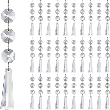 30pk Crystal Drop Ornaments Clear Plastic Hanging Crystals Decorations Centerpieces Chandeliers Garland