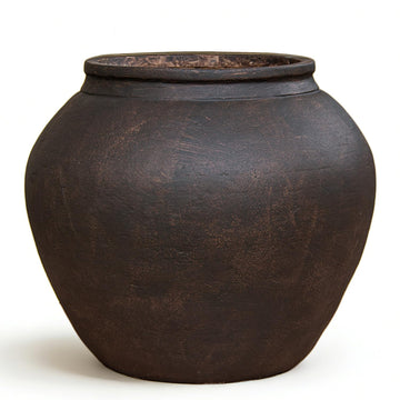 14 Inch Fiberstone Planter Pot with Drainage Hole, Large Indoor Outdoor Plant Pot, Vintage Style Round Flower Pot