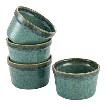 6 oz Oven Safe for Creme Brulee, Souffle Dishes - Ceramic Baking Bowls Set of 4 for Pudding Cups, Custard, Ice Cream
