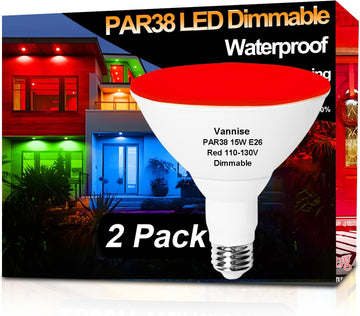 PAR38 Outdoor Flood Light Bulb Red Dimmable Waterproof 15W 120V