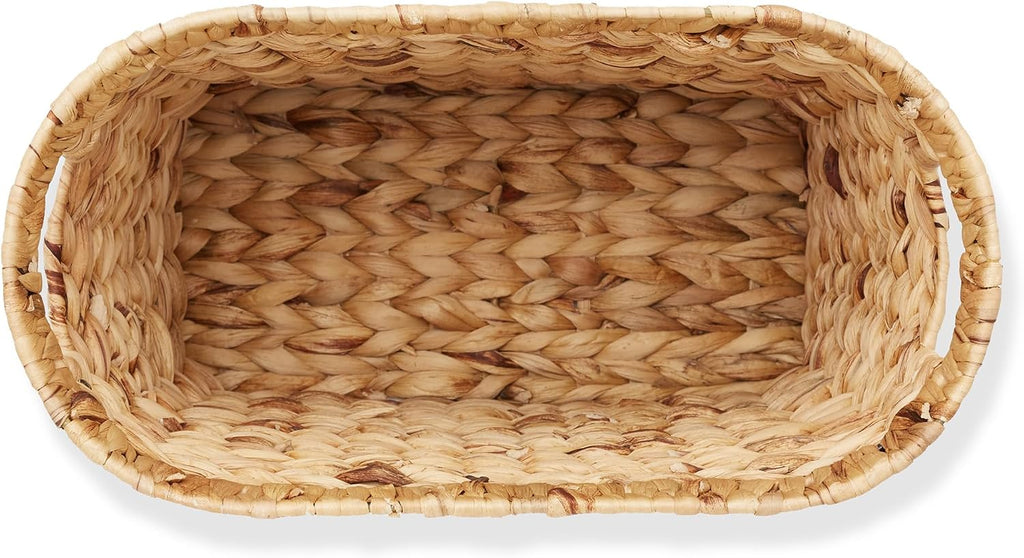 Woven Magazine Holder with Handles, Natural - Water Hyacinth Storage Basket