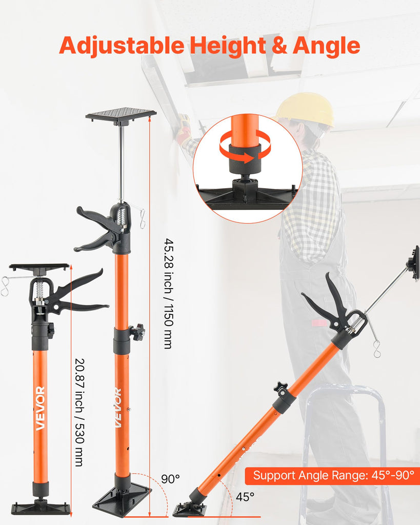 Cabinet Jack Support Pole, 2-Pack, 20.8-45.3 Inch Steel Telescopic Quick Support Rod, Adjustable 3rd Hand System up