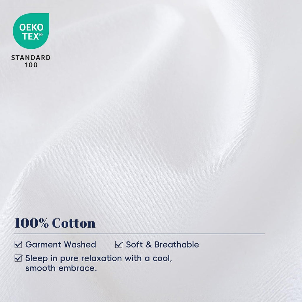 100% Washed Cotton Euro Shams with Ruffle, 2 Pack 26" x 26" Cotton Euro Sham Pillow Covers, No Insert, Ultra Soft