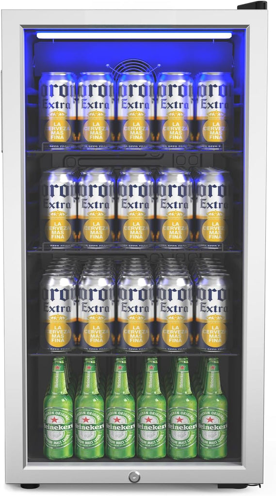 3.3 Cu.Ft Beverage Refrigerator Cooler with Glass Door & Safety Lock