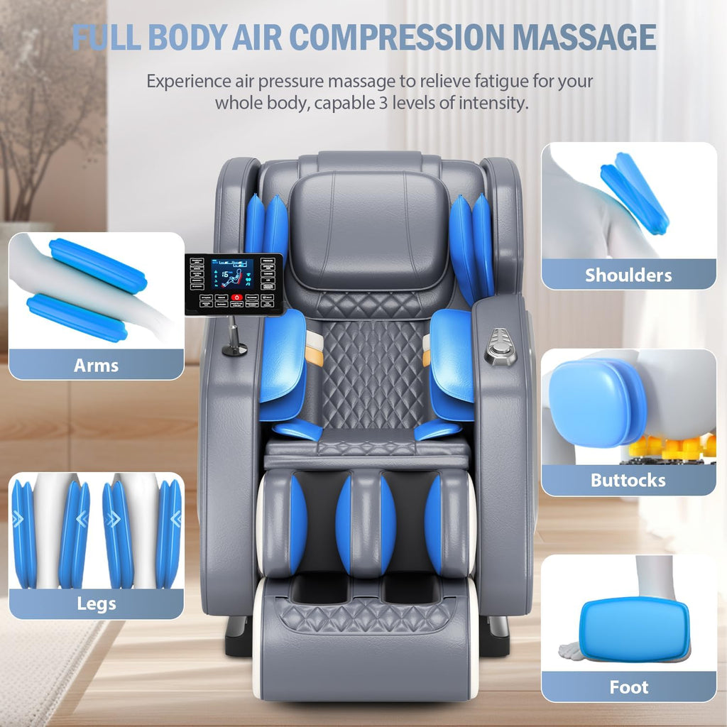 Massage Chair Full Body- Zero GravityMassage Recliner with Air Pressure, 10 Fixed Massage Rollers, Heating, Foot