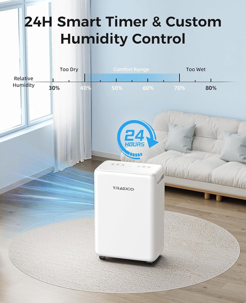 2000 Sq.ft Dehumidifier for Basement, 30 Pint Dehumidifiers for Home Large Room Bedroom Bathroom with Drain Hose