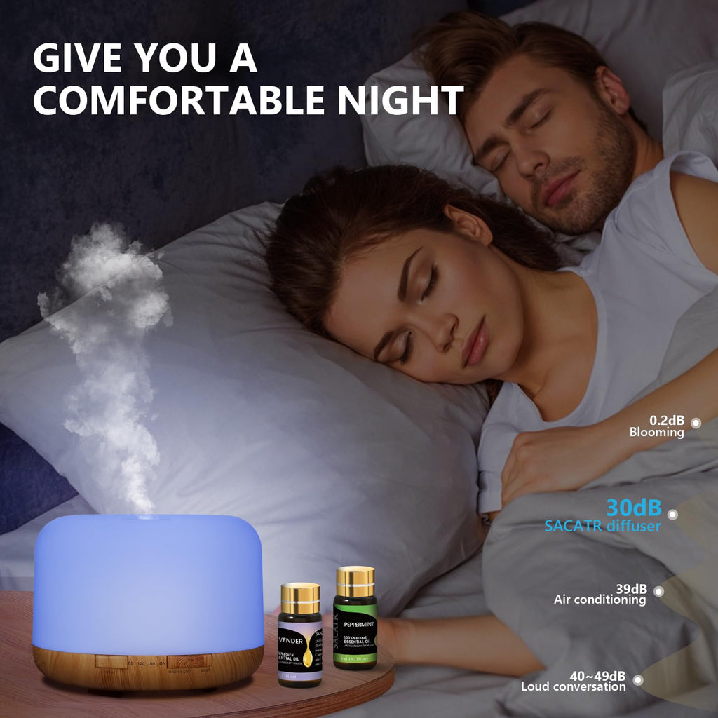 500ml Compact Oil Diffuser with 15 Aromatherapy Grade Essential Oils