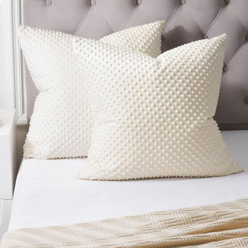 Minky Dot Euro Sham Covers 26"x 26", 2 Pack Soft Cozy Minky Bubble Real Velvet Throw Pillow Covers, No Insert, Home
