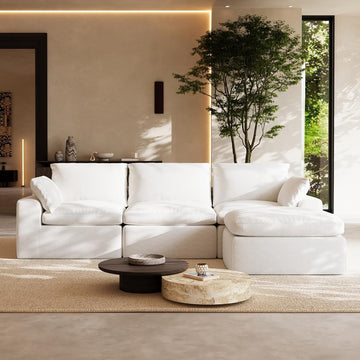 104.3" Modular Cloud Couch, Modern Sectional Sofa with Smarts Coil Support, Chenille Fabric, Upholstered Couch