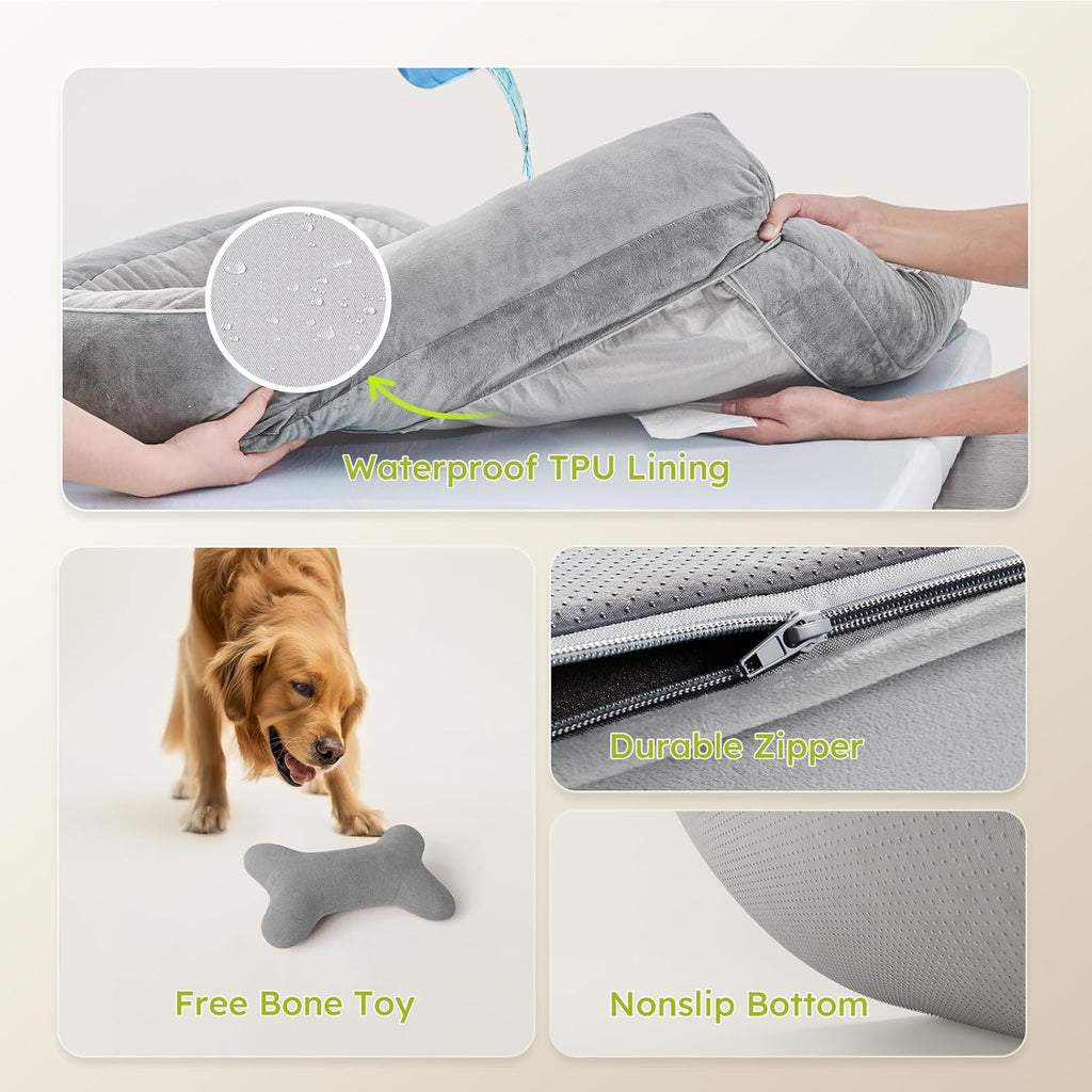 Extra Large Dog Bed, Orthopedic Dog Bed with Cooling Gel Memory Foam