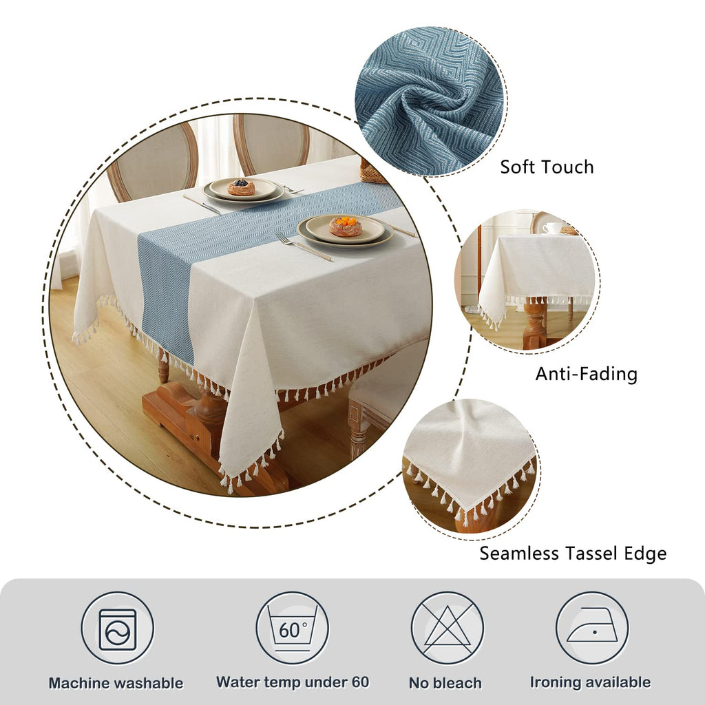 Tablecloth for Dining Table Rustic Farmhouse Kitchen Tables Cloth Coffee Tablecover, Cotton Linen Fabric Small