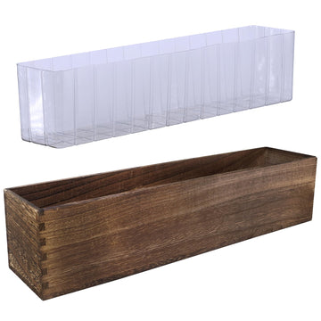 Winlyn Rustic Wooden Planter Box 17.3" L x 3.9" W x 3.9" H Brown Rectangular Planter Decorative Wood Box with