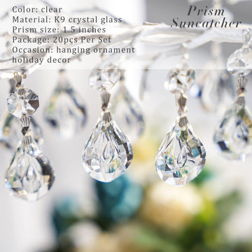 20 Pcs 38mm Crystal Loquat Pendants Chandelier Replacement Beads Decor - Clear Glass Loquat Crystal Beads 38mm for