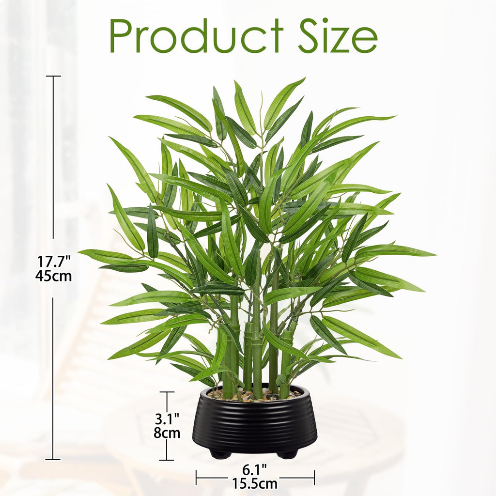 Artificial Bamboo in Black Ceramic Potted Fake Bamboo Plant