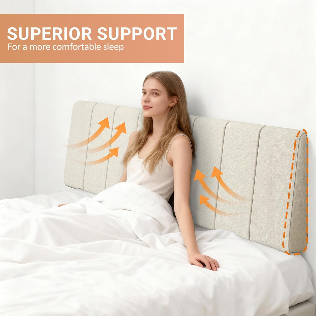 King Headboard Only-No Assembly, Upholstered Headboard King Linen Fabric Modern Style Headboards Extra-Thick, Beige