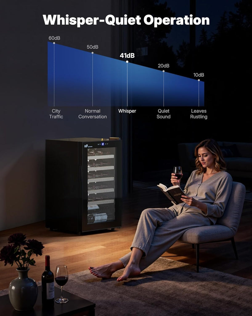 24 Bottle Wine Cooler Refrigerator, Compact Small Built-in or Freestanding Wine 