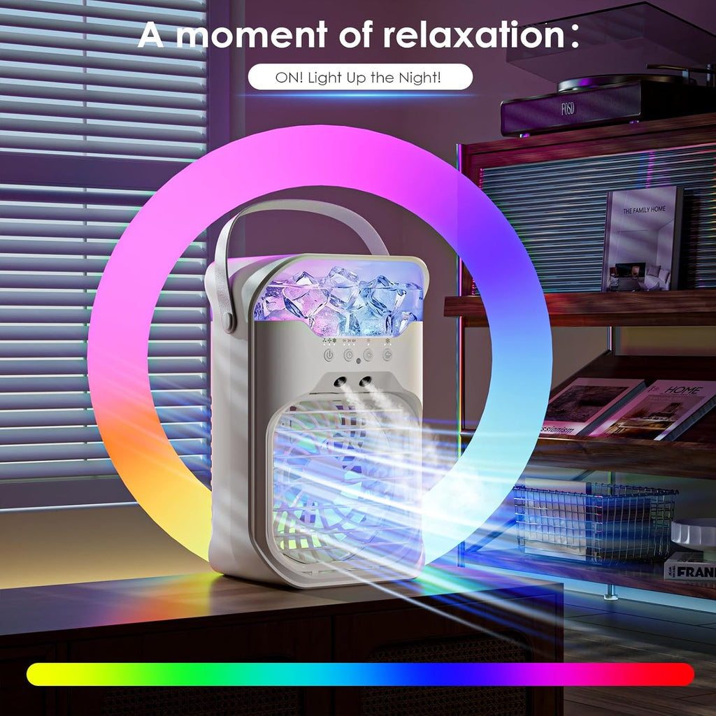 Portable Air Conditioners,4-in-1 Air Conditioner with Dual-Nozzle Spray Function,3 Fan Speeds,1-3-6 Timer,10