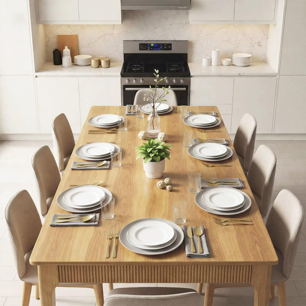 39"Solid Wood Dining Room Table, Rectangular Kitchen Real Wooden Table
