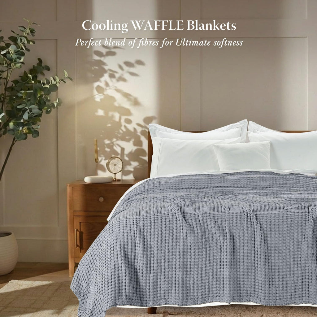 Cooling Waffle Blanket King | Breathable, Lightweight and Cooling | Made from Rayon Derived from Bamboo | Waffle