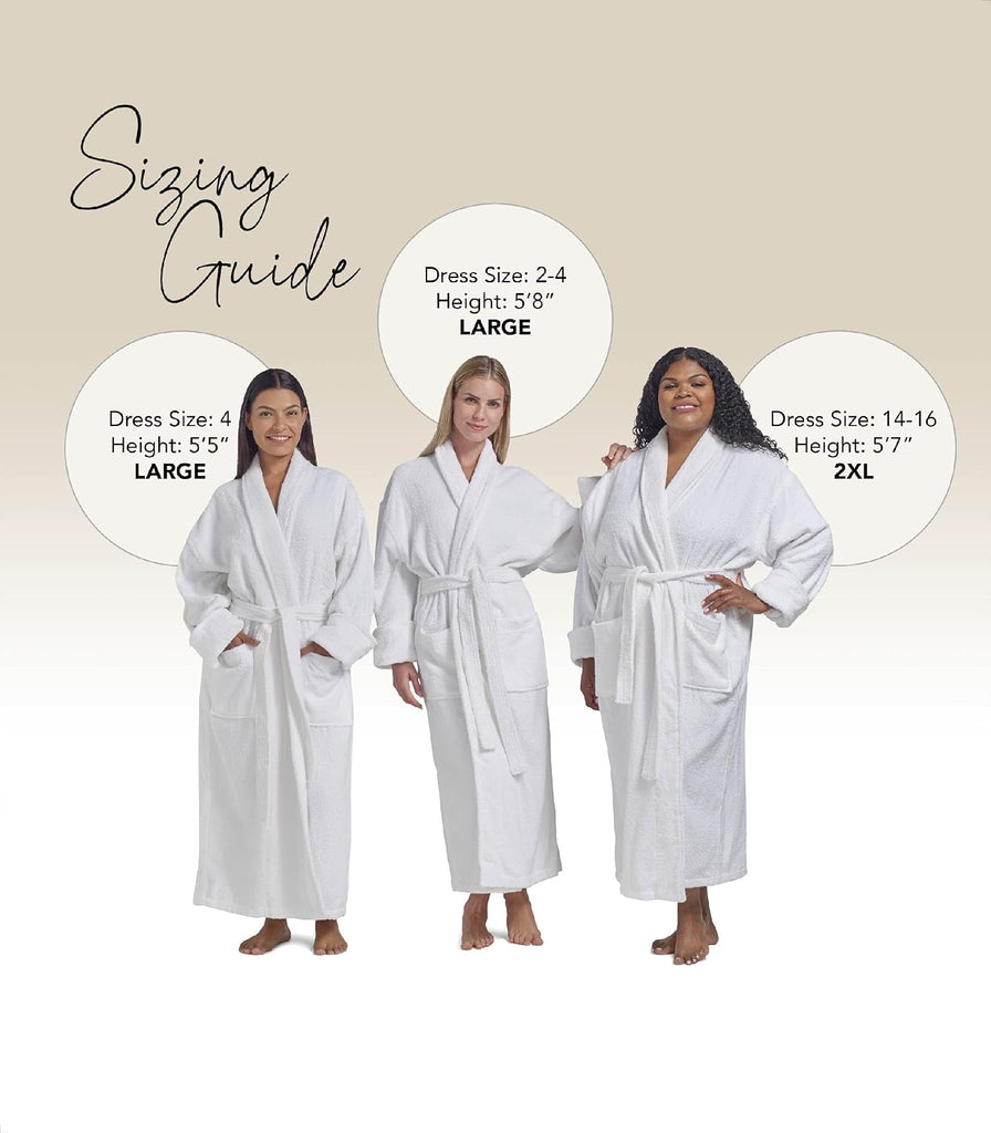 Terry Women's Terry Cloth Robe, 100% Cotton Towel Robe, Full Length | Shawl collar spa & hotel bathrobe