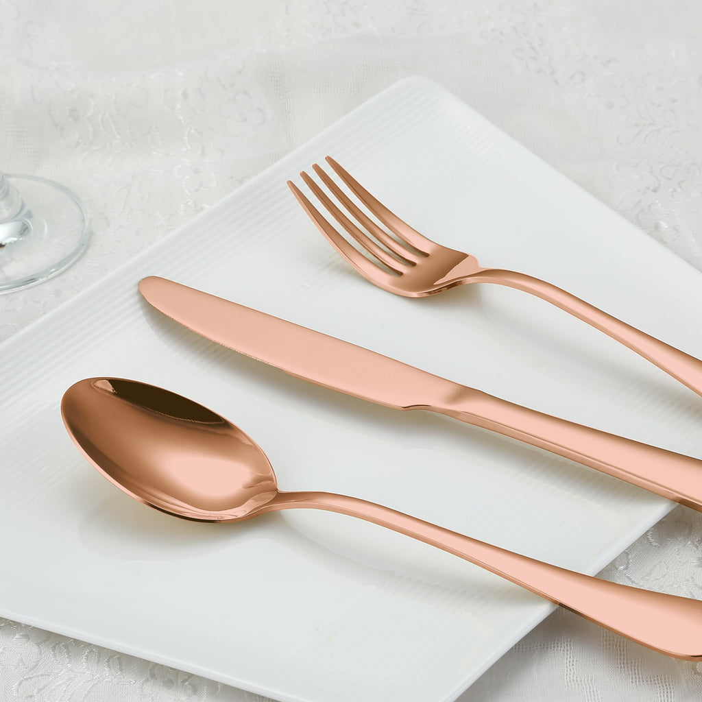 Rose Gold Silverware Set for 4, Flatware Cutlery Set 20 Piece