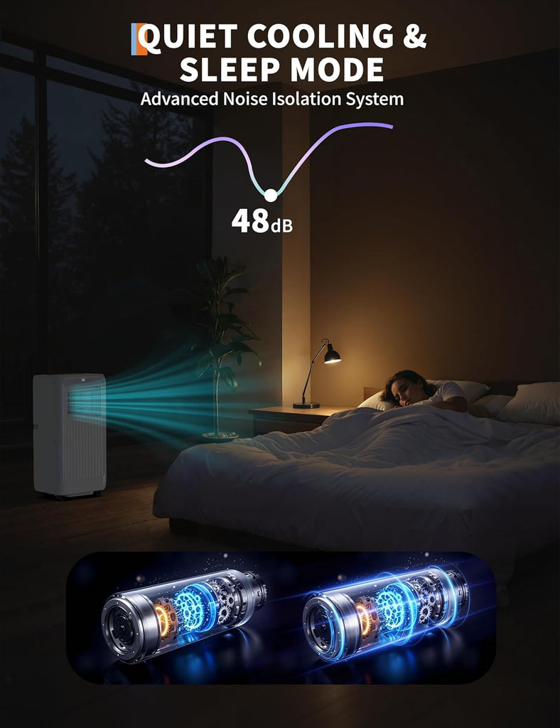 8000 BTU Portable Air Conditioners, 3 in-1 Quiet Portable AC Unit with Efficient Cooling, Remote Control