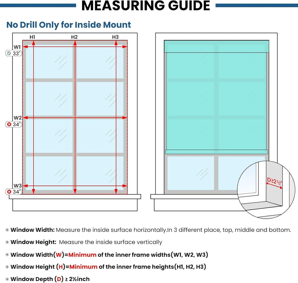 No Drill Motorized Blinds with Remote, Automatic Roller Shades