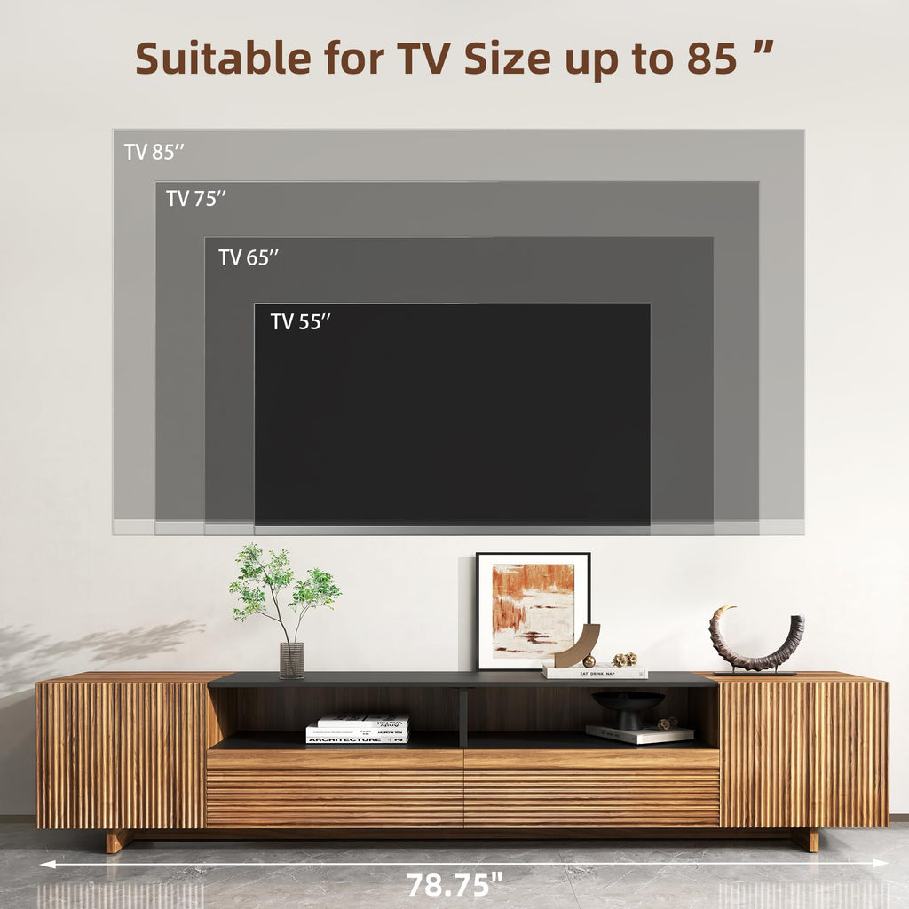 78.8 Inch Extra Long TV Stand for TVs up to 85'', Natural Oak