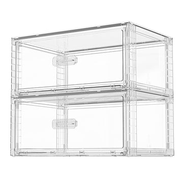 2 Pack Large Clear Stackable Storage Drawers for Closet, 23QT