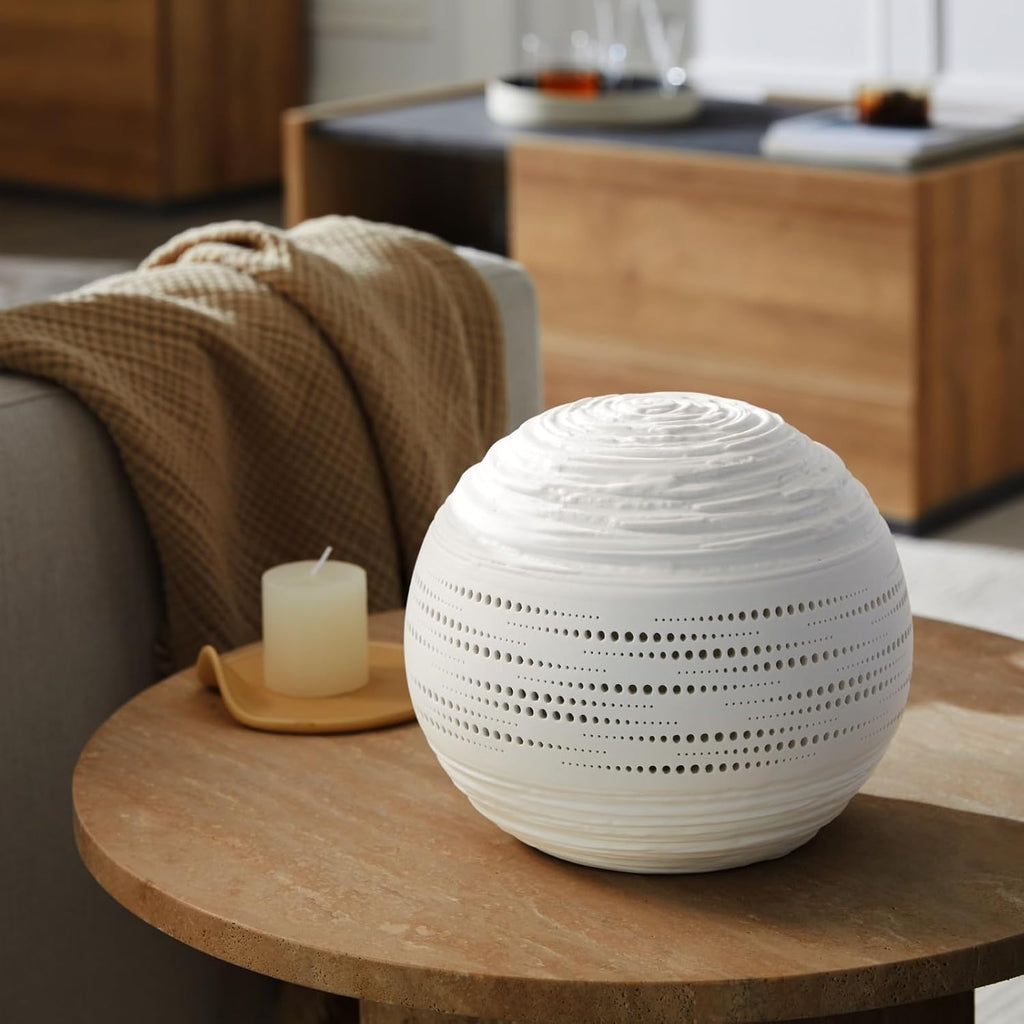 8.7" Modern Ceramic Table Lamp, Fully Dimmable Modern Bedside Lamps and Nightstand, White Translucent Ceramic Shade
