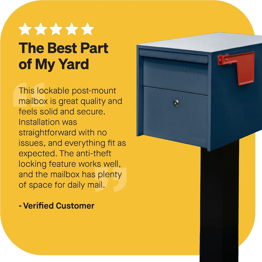Lockable Post Mount Mailboxes - Small Anti-Theft Locking Mailbox for Packages and Letters - Weatherproof Construction