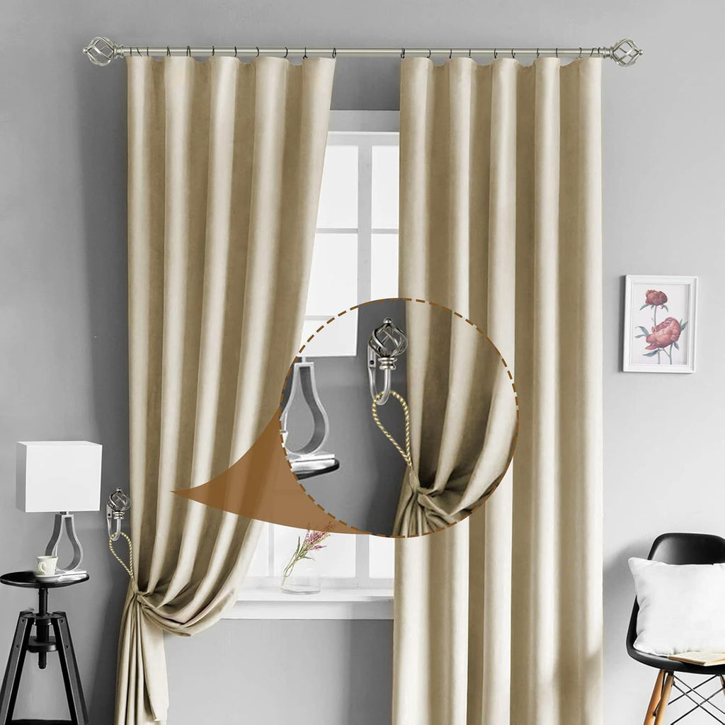 Decorative Curtain Drapery Holdbacks for Wall, Antique Silver Curtain Tiebacks Holders with Screws Wall Mounted for