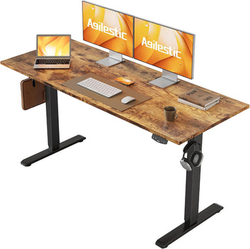 55*24 Inch Height Adjustable Electric Standing Desk, Rustic Brown