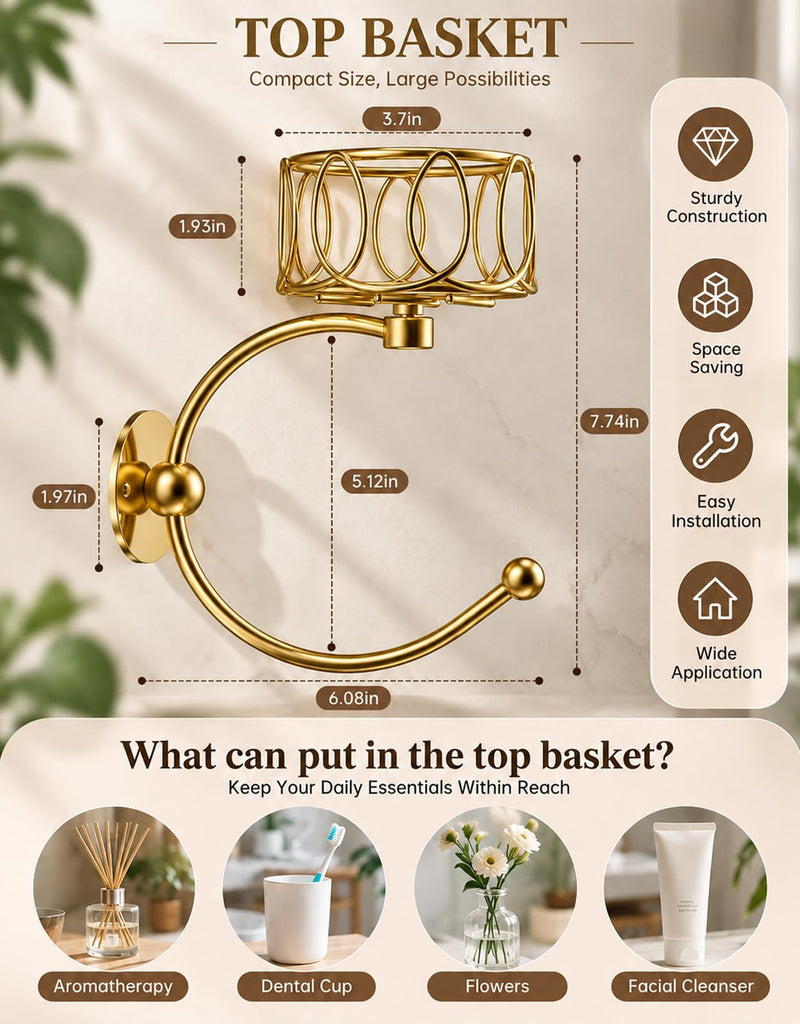 Hand Towel Holder Wall, Towel Hook with Candle Holder Decor, Wall Mounted Towel Hook with Cut Candle Holder, Vintage