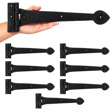 8 Pack 18 Inch Wrought Iron Strap Hinges Heavy Duty Heart Tip Tee, Classic