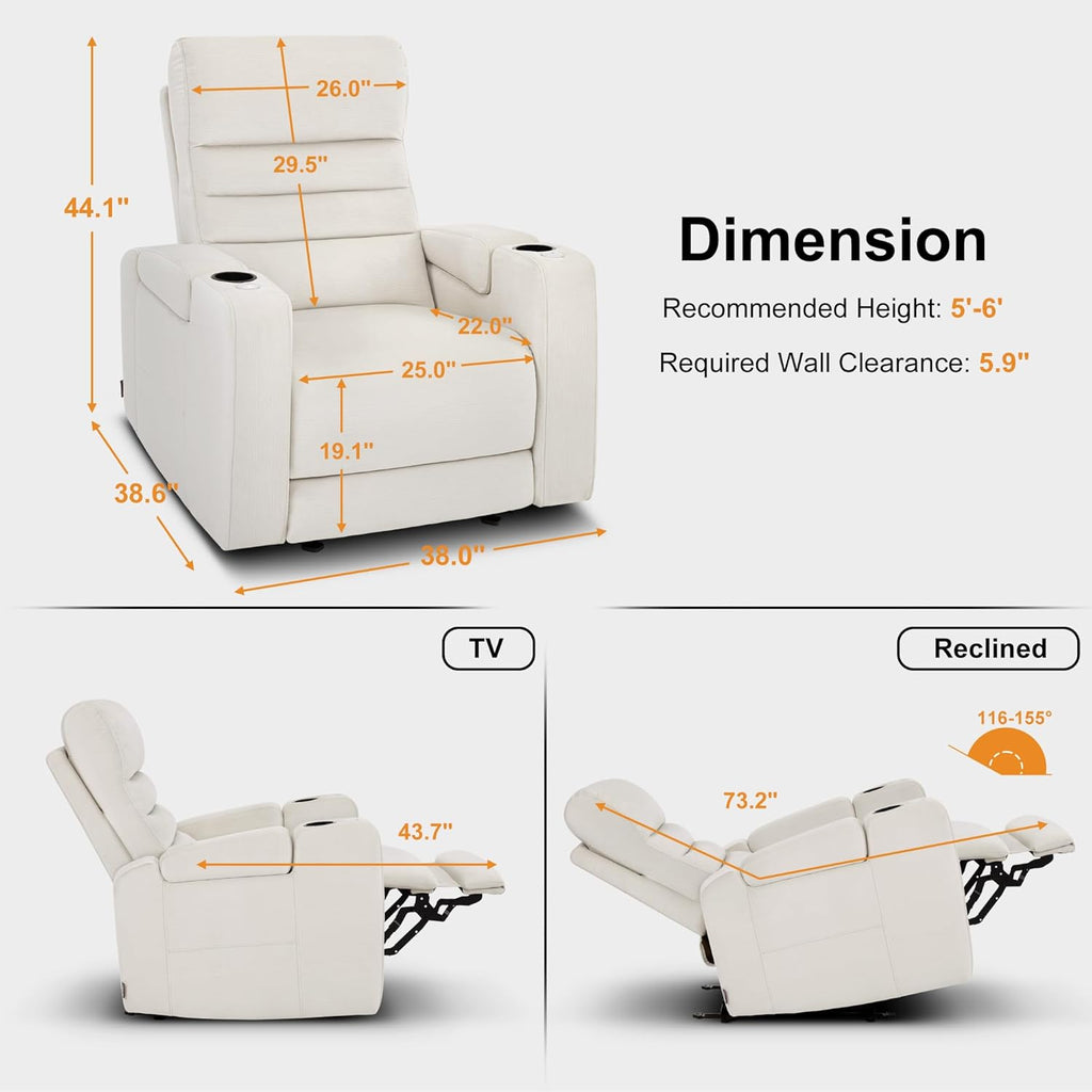 MCombo Zero Gravity Power Recliner Chair with Adjustable Headrest for Living Room