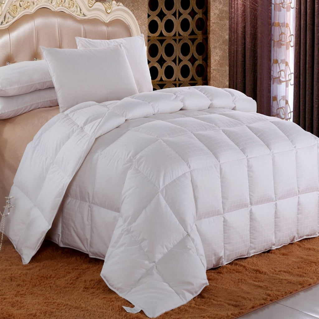 Dobby Down Comforter Down-Fill, 100% Cotton 300-Thread-Count, King Size, Down White