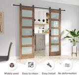 Double 24 x 84 inch Glass Barn Doors 48inch Barn Door with 8FT Hardware Kit & Handle Included,5-Pane