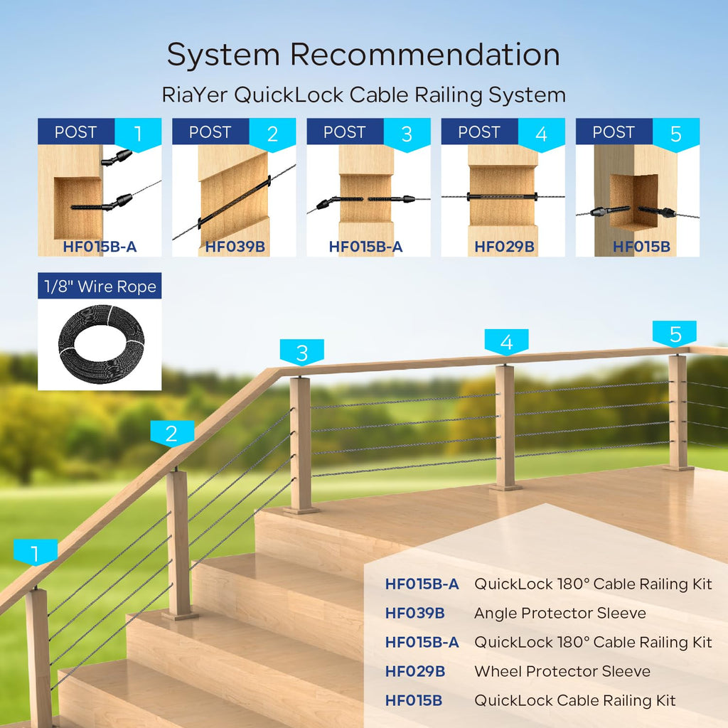 20 Pairs Black QuickLock Deck Wire Railing Kit, T316 Stainless Steel Tensioners, Right/Left Thread Swageless Lag