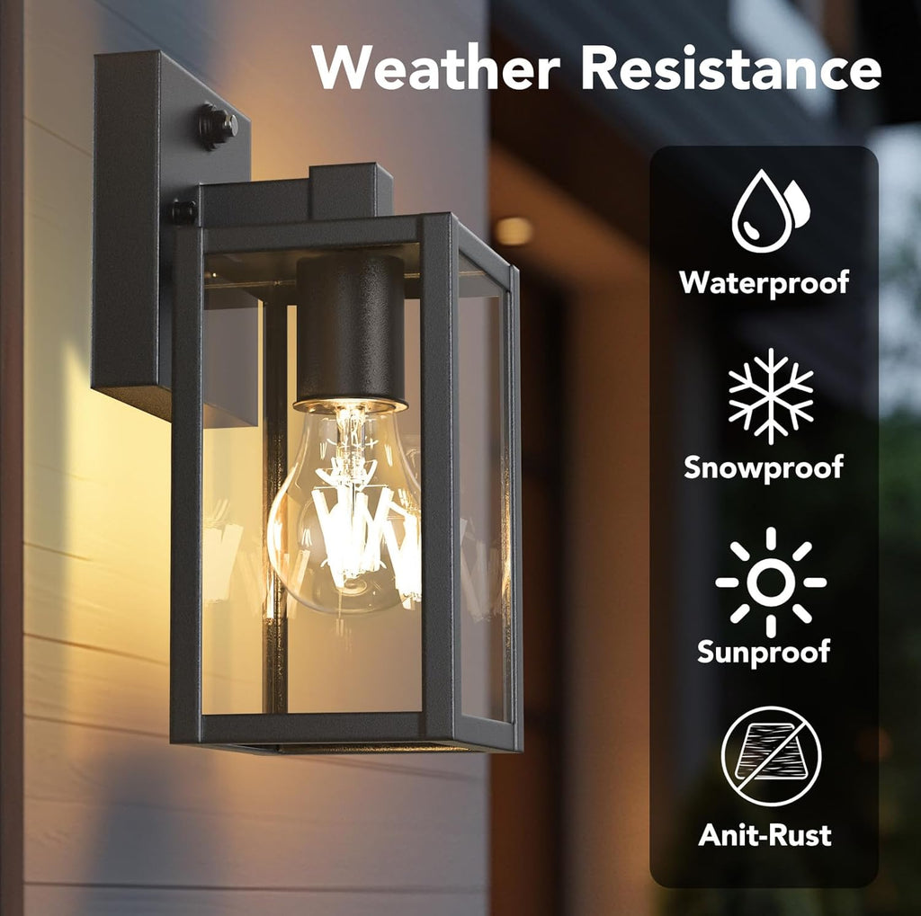 Dusk to Dawn Outdoor Light Fixtures, 2-Pack Sensor Porch Lights, Waterproof Exterior Wall Sconce Lighting Lamp
