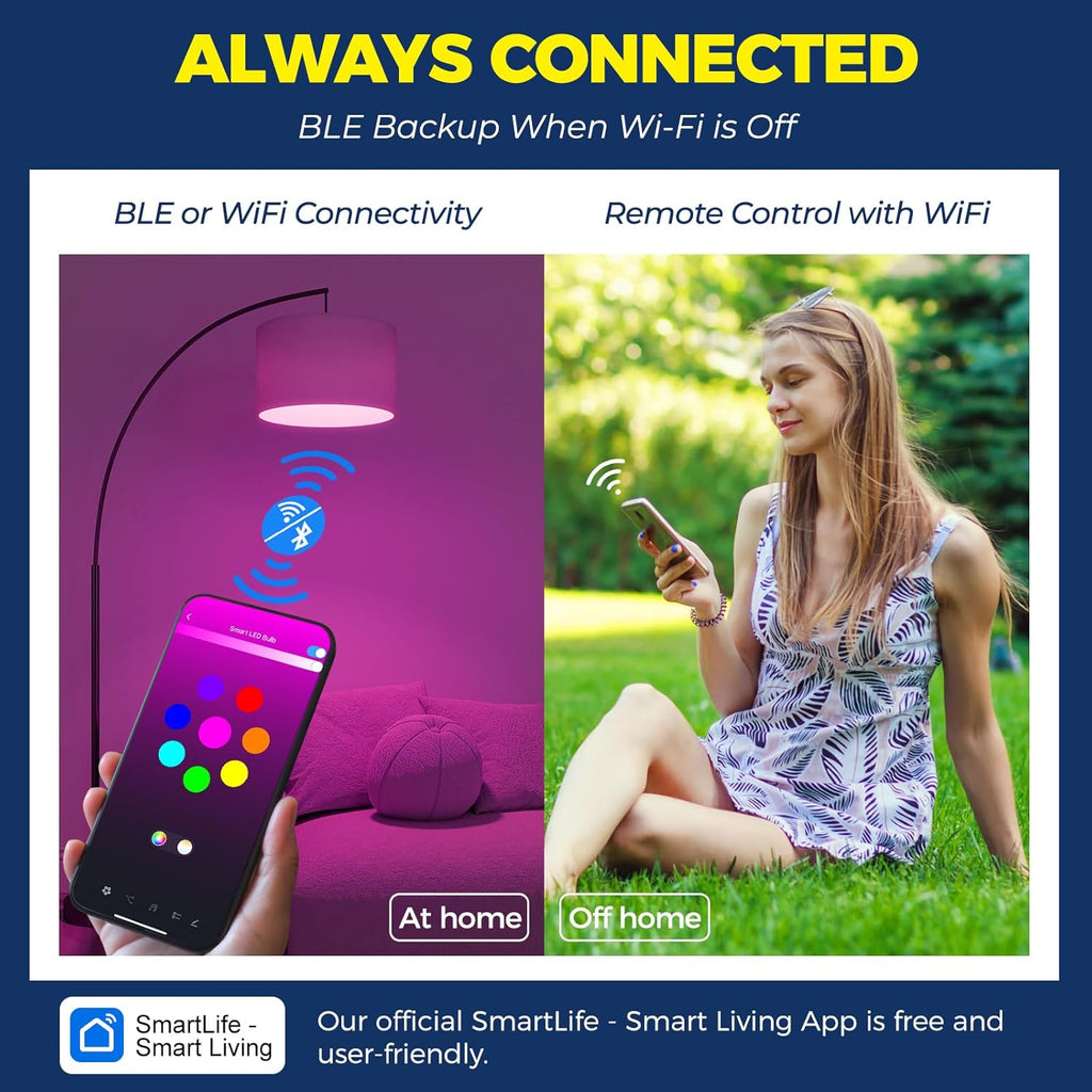 Smart Light Bulbs 1100LM, BR30 E26 Smart Bulb Compatible with Alexa/Google Assistant/SmartLife, 12W 75W Equivalent