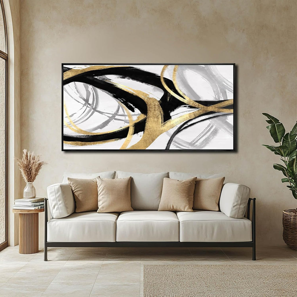 Large Canvas Wall Art Room Decor Framed Wall Art Abstract Line Paintings Home Decoration for Living Bedroom Office