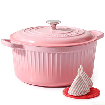 3.5QT Enameled Cast Iron Dutch Oven Pot with Lid&Cotton Potholders