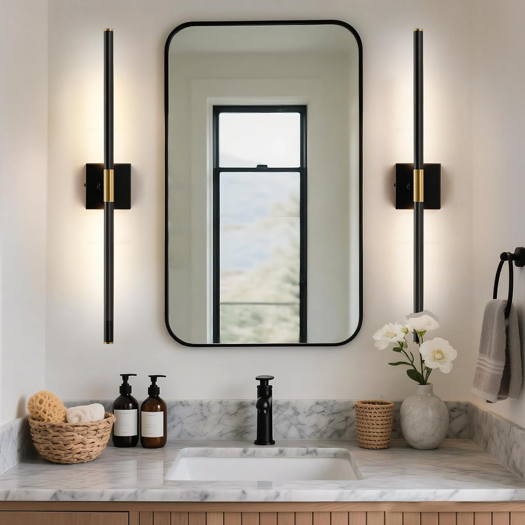 Black Gold Vanity Light Fixtures Over Mirror 30 inch LED Bath Sconces IP44 5CCT Adjustable Morden Picture Lights for